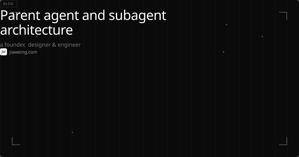 Parent agent and subagent architecture · Jia Wei Ng